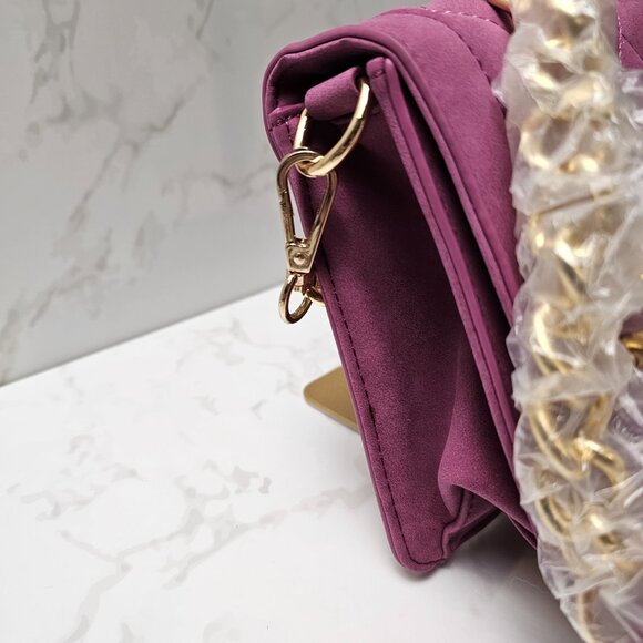 JustFab Plum Purple Quilted Crossbody Handbag NWT - Picture 6 of 9